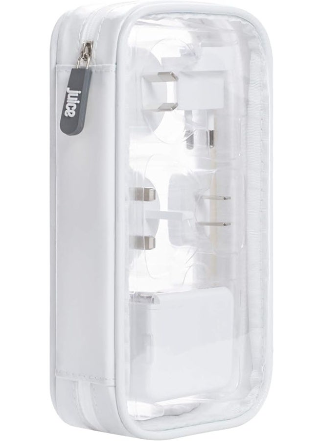 جوس محول السفر JUICE مع 4 منافذ USB وقوابس قابلة للتبديل للاستخدام حول العالم، بقدرة إخراج 4.8 أمبير – شاحن جداري عالمي لمناطق المملكة المتحدة، الاتحاد الأوروبي، الولايات المتحدة، وأستراليا – باللون الأبيض. - Image 5